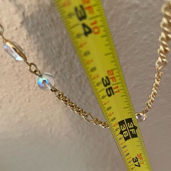 Kirks Folly Crystal Iridescent 36 inch Vintage Gold Tone Stunning Chain - Picture 7 of 16